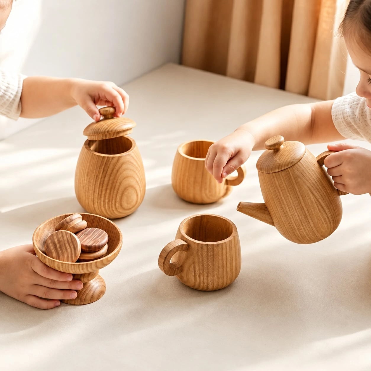 【名入れ 刻印無料】木製 おままごと ティーセット お茶セット マカロン おもちゃ おままごとセット 女の子 アフタヌーンティー パーティ ごっこ遊び 知育玩具 子供 プレゼント クリスマス 誕生日 双子 兄弟 姉妹