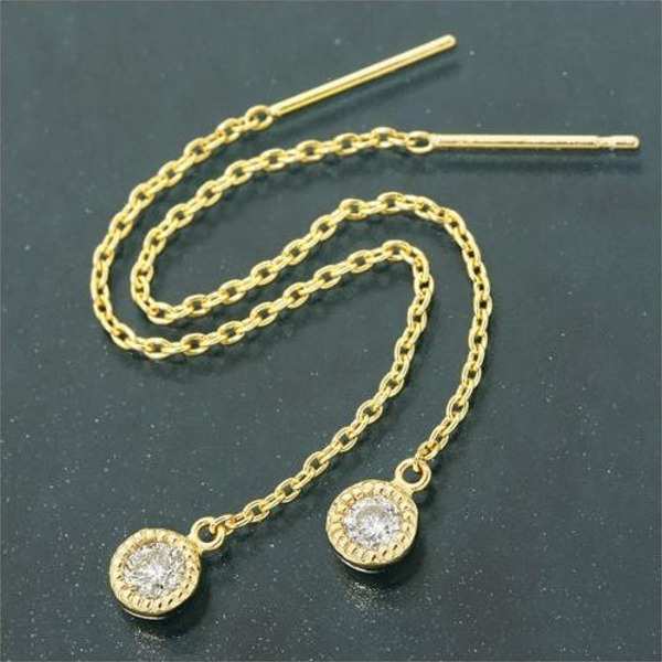 ピアス レディース K18 18金 イエローゴールド ダイヤモンド 0.2ct タルトシリーズ チェーンピアス 天然石 揺れる ジュエリー アクセサリー ギフト プレゼント