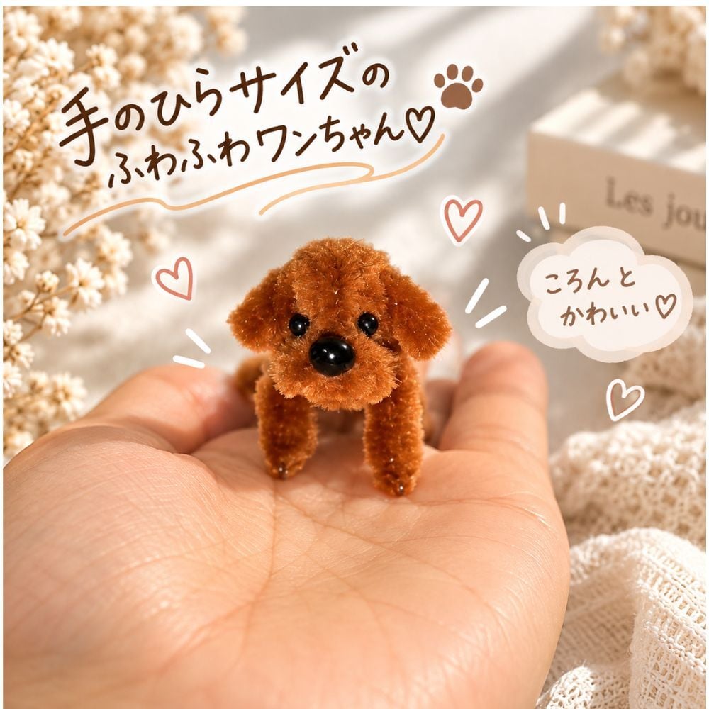 トイプードル キーホルダー 犬 ぬいぐるみ チャーム モールアート ハンドメイド ミニチュア プードル ふわふわ もこもこ バッグチャーム ストラップ モールドール 韓国雑貨 かわいい 小さい 手のひらサイズ バッグ飾り プレゼント ギフト