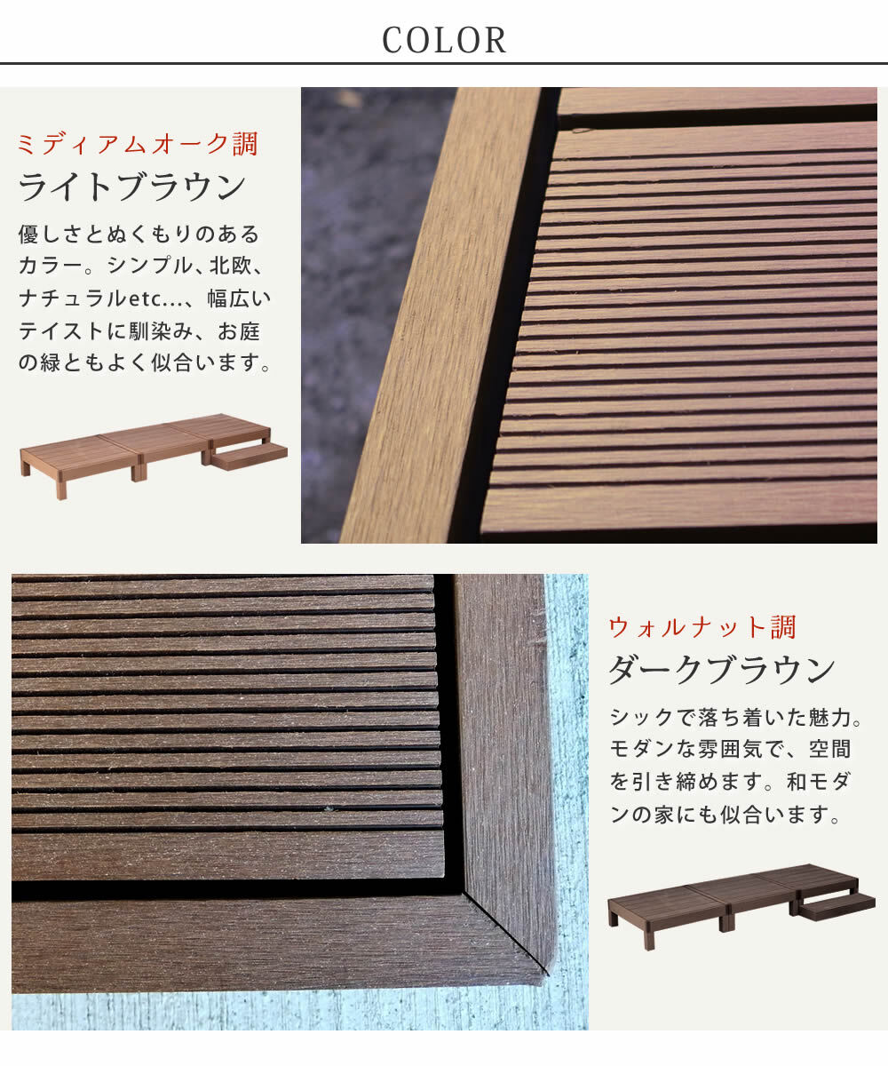 人工木ウッドデッキ ecofeel エコフィール 3台 ステップセット PWDE-3P-STP