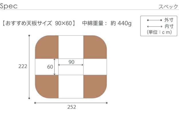 こたつ布団 長方形 省スペース はっ水リバーシブルお手入れラクラクダイニングこたつ布団-モルフダイニング 90×60cmこたつ用(252×222) 撥水 洗える 保温 掛け布団 かけふとん コタツ 炬燵 こたつぶとん シンプル ハイタイプ ウォッシャブル 新生活