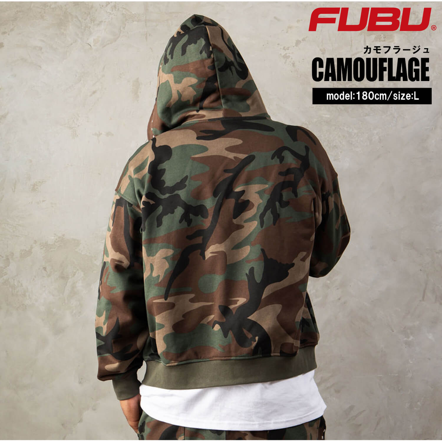 FUBU フブ パーカー メンズ レディース fam-62706 スタッズ ジップ フーディー フルジップ ジップアップ スウェット 迷彩 カモフラ 刺繍 ビッグシルエット ストリート ヒップホップ ダンス カジュアル トップス M L XL XXL 2026FW Karlas
