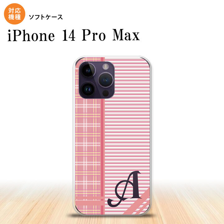 iPhone14 ProMax iPhone14 Pro Max スマホケース 背面ケースソフトケース チェック ボーダー 赤 +アルファベット 2022年 9月発売 nk-i14pm-tp1606i