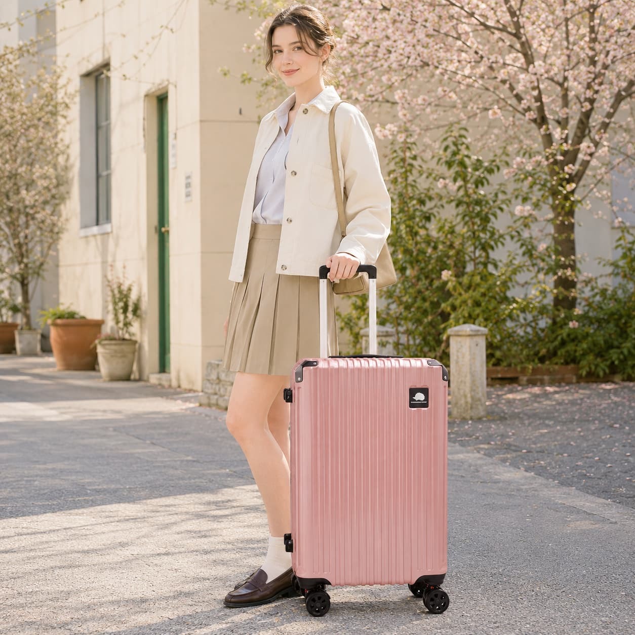 SCANDINAVIAN FOREST キャリーケース 63L Mサイズ 大容量 スーツケース 4-6泊 宿泊 旅行 出張 シンプル レディース ギフト プレゼント ピンク sfrs2401-m