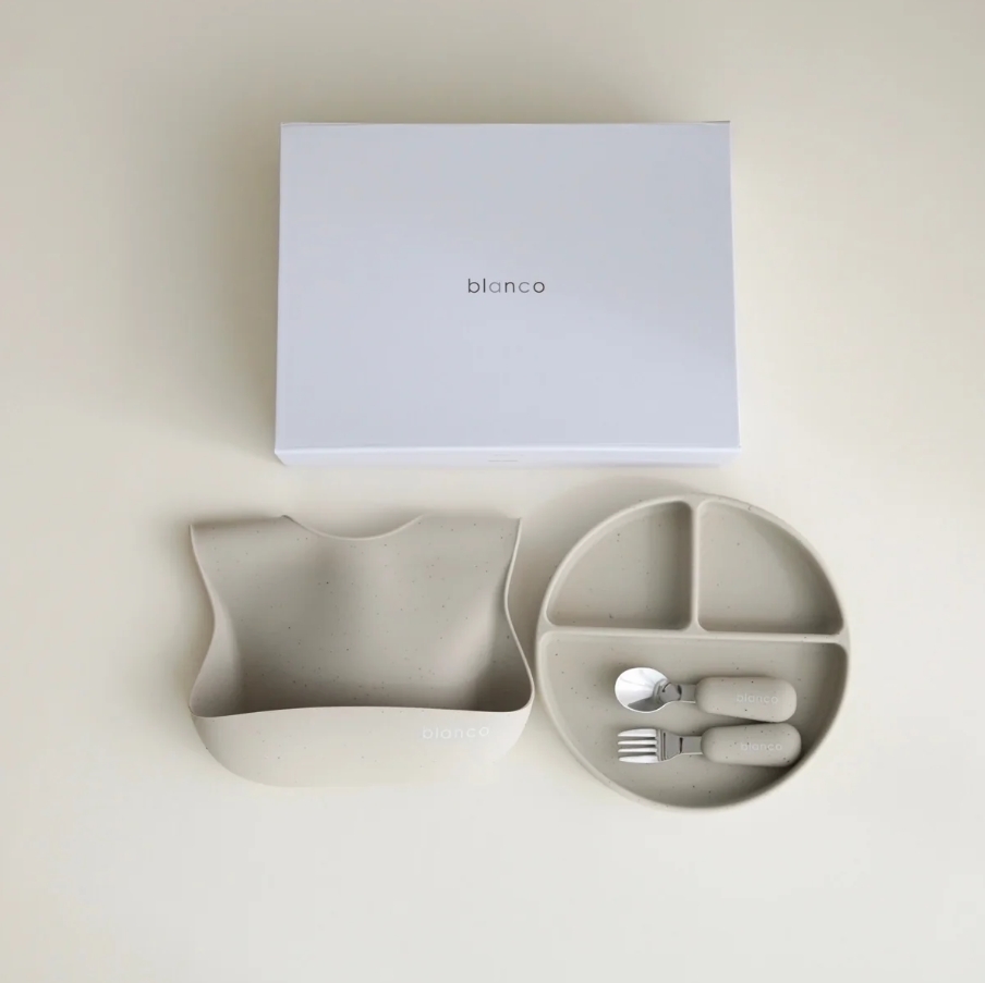 blanco perfect meal set ギフトセット blancoボックス付 出産祝い ベビー食器とお食事エプロン カトラリー
