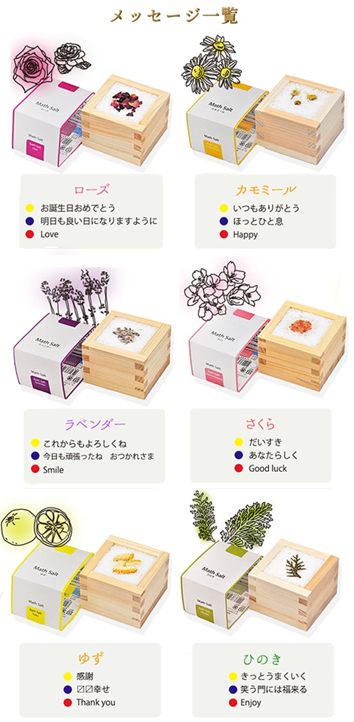 枡のバスグッズ 【２個セット】【ラッピング可能】全24種から選べるメッセージ Math Salt（マスソルト）1000円以下 誕生日 記念日  結婚御祝 内祝 引出物 引越  転居  転勤  退職 ギフト プレゼント プチギフト/お祝い
