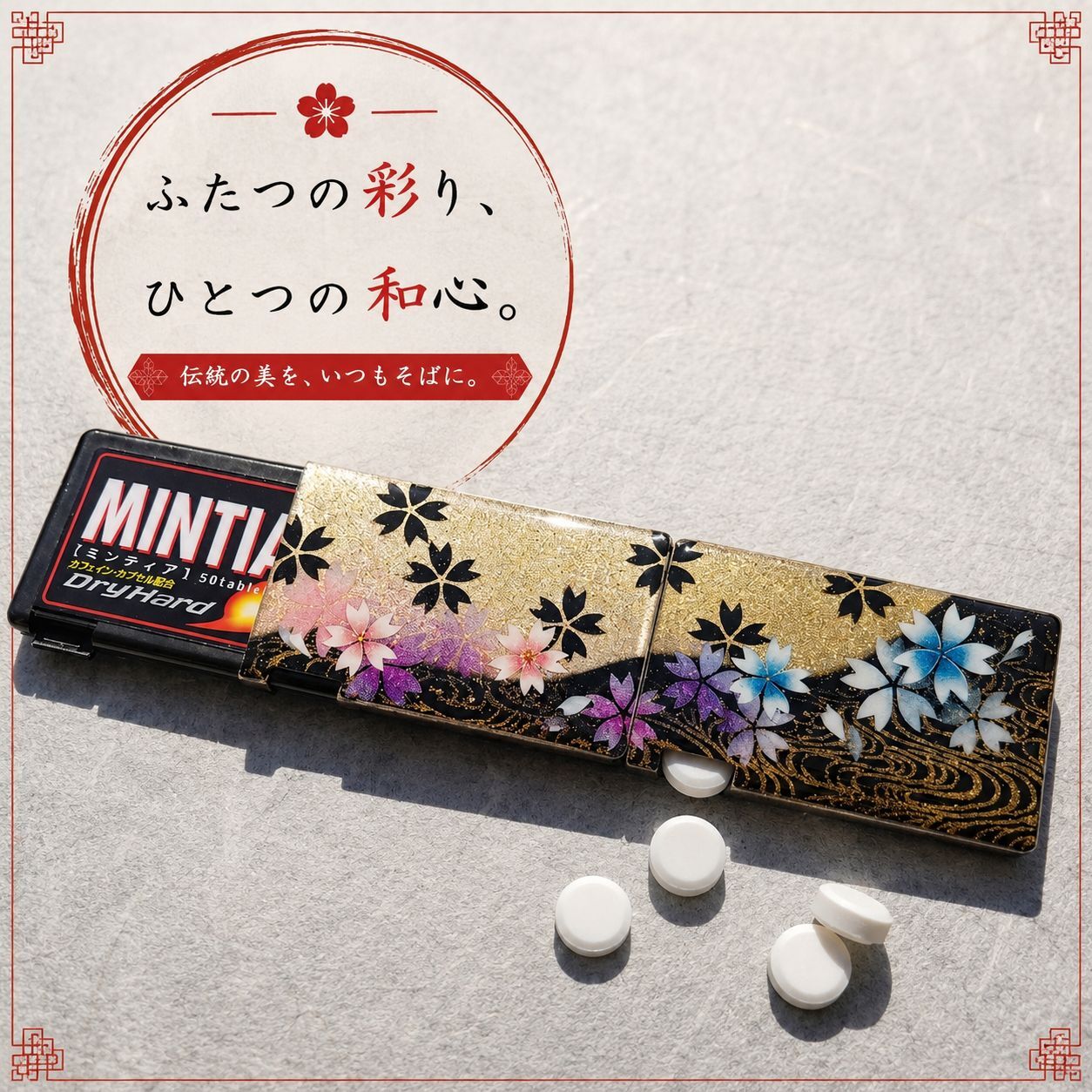 匠の技！和柄ペアMINTIAケース「絵」ミンティア フリスク 名入れ 職人 手作り ハンドメイド 送料無料 伝統工芸 桜 和モダン 和風 和雑貨 ギフト プレゼント