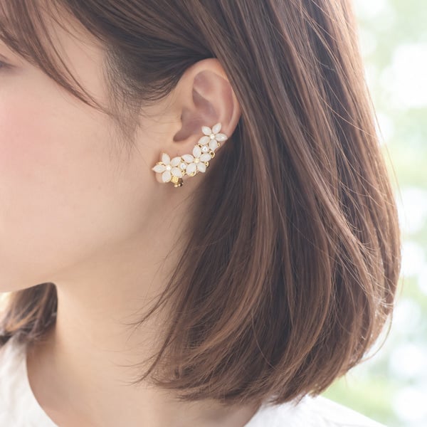 【片耳販売】 ジャスミンイヤークリップ（クリップ式イヤリング）【日本製】    