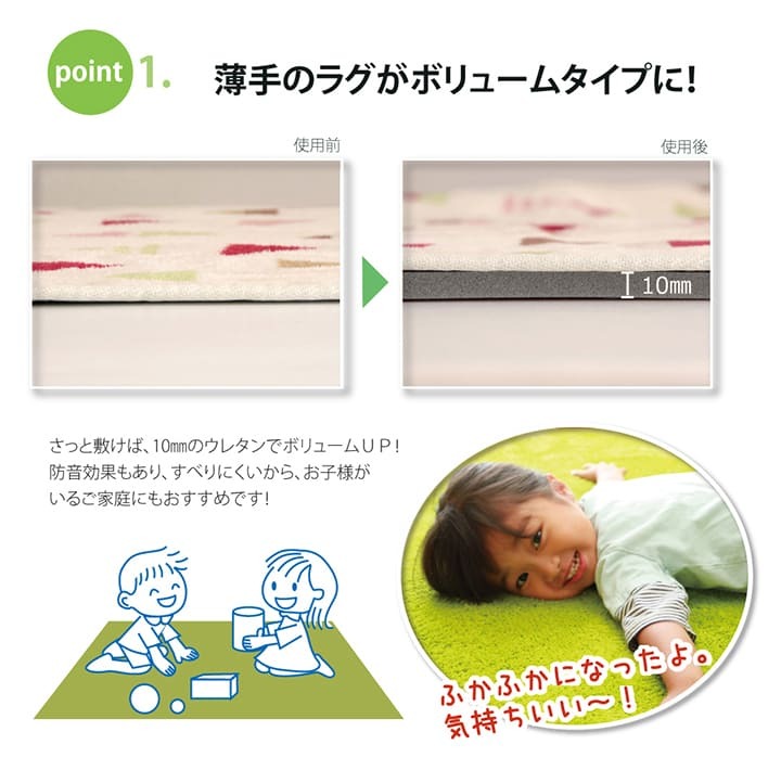 滑り止めシート ウレタン ふんわり クッション性 ボリューム 滑りにくい フリーカット 約170×230cm 新生活