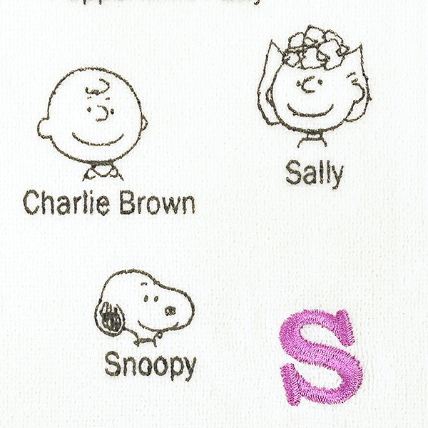 スヌーピー イニシャルミニタオル (S) アイボリー ハンカチ SNOOPY