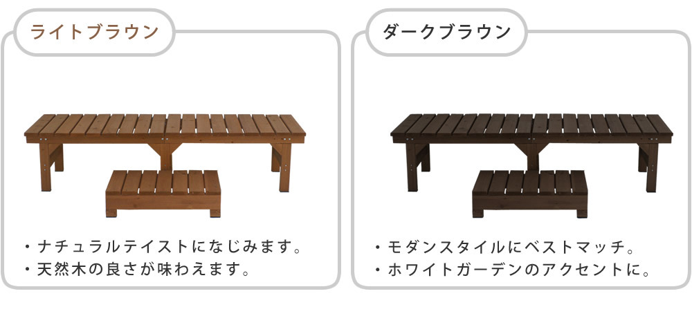 ウッドデッキ ユニット縁台ベンチ hiyori ひより ステップセット 幅174・奥行55 ウッドデッキ 簡単組立 縁側 DIY 木製 天然木 庭 ベランダ マンション おしゃれ ガーデン 屋外 家具 ブラウン ダークブラウン アウトドアリビング ベンチ