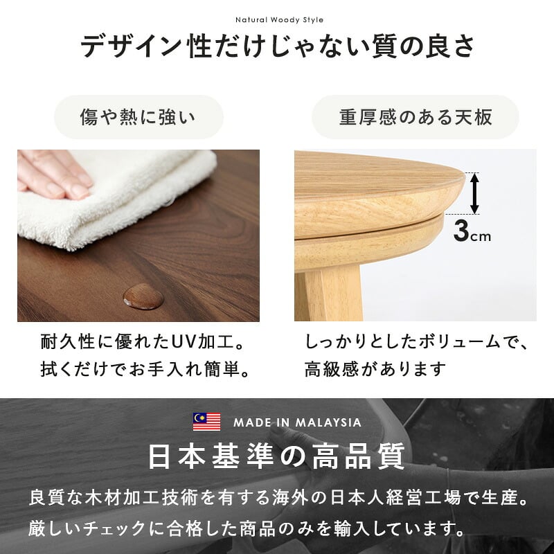 こたつ＋うす掛け布団 ２点セット クライスモクモク こたつ:(約)幅105×奥行105×高さ36cm、掛ふとん:φ210cm ナチュラル 天然木 ポリエステル 組立式 セーターのような立体的なデザインがおしゃれな掛け布団セット グレージュ アイボリー