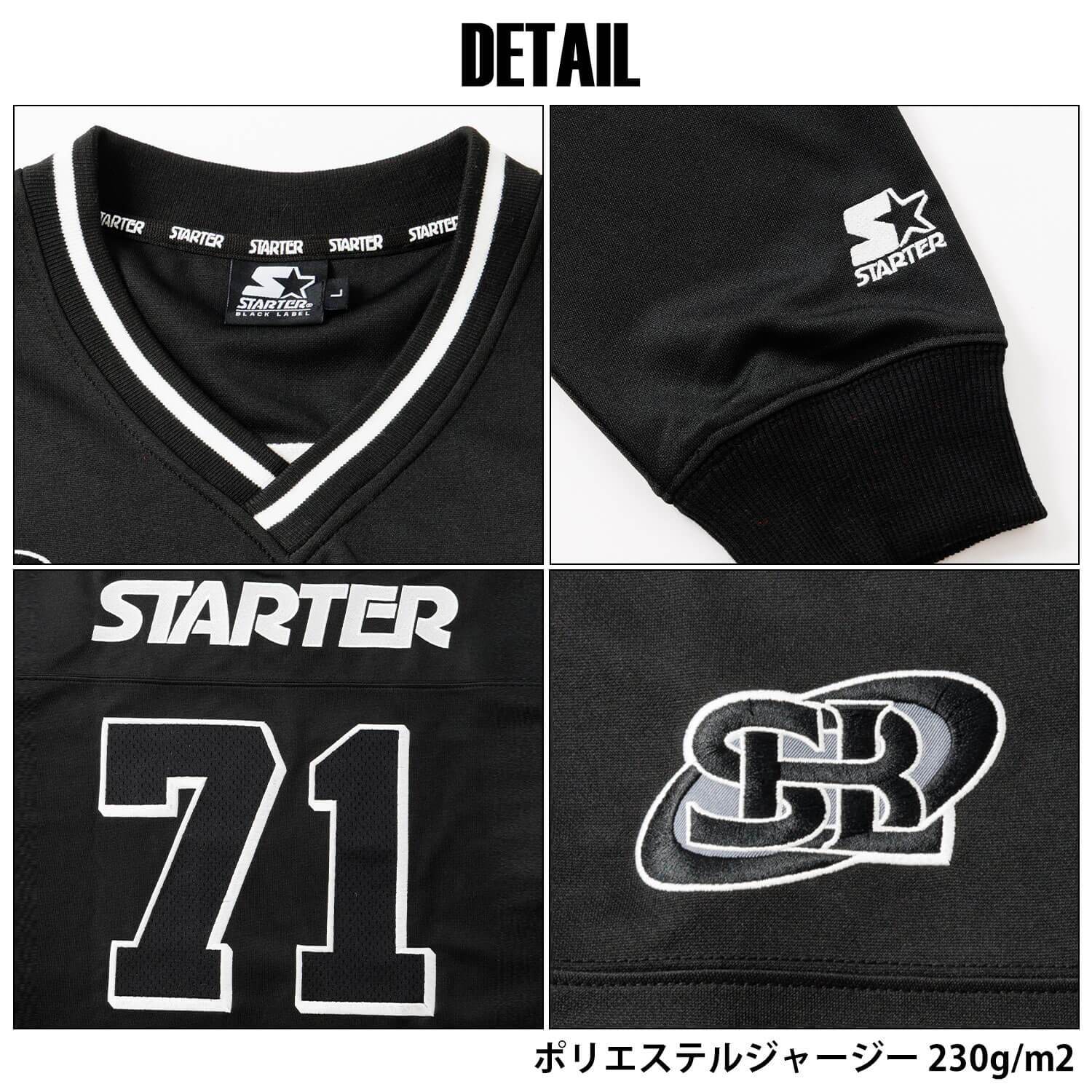STARTER スターター ゲームシャツ メンズ レディース sbm-6260 長袖 Vネック ジャージ  ワッペン ロゴ 刺繍  オーバーサイズ ゆったり ストリート ヒップホップ ダンス M L XL 2026FW Karlas
