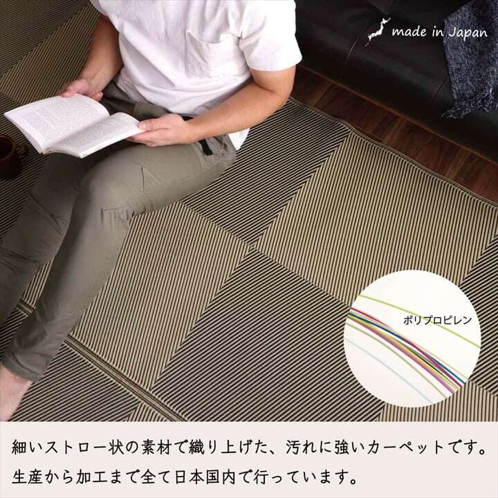 ラグ カーペット 洗える ござ 日本製 国産 丈夫 除菌スプレー対応 敷詰 敷物 ナチュラルスタイル アウトドア レジャー ペット 江戸間6畳（約261×352cm）