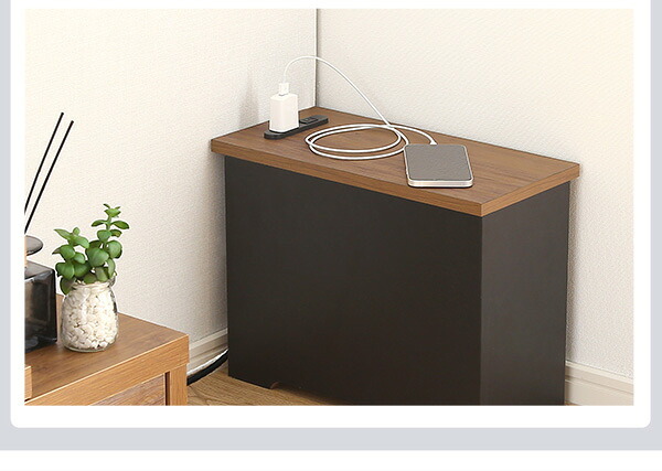 サイドテーブル ルーターボックス 小 RTB-H30 3色対応 収納ボックス 収納ケース ルーター収納 電源タップ収納 コンセント付き サイドテーブル 小物入れ コード入れ ボックス 木製 シンプル おしゃれ コードボックス コード収納 目隠し 配線隠し