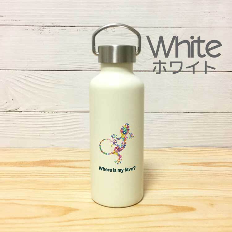 フラワーリザード かわいい 取っ手付きマグボトル おしゃれ 290ml 保温 保冷 ステンレス マグボトル 取っ手付き 真空 断熱 二重構造 ボトル タンブラー 水筒 マイボトル オリジナル トカゲ ヤモリ 爬虫類 ペット 動物 アニマル
