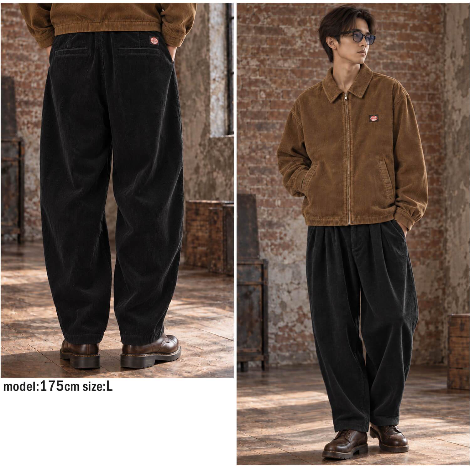 REDKAP レッドキャップ コーデュロイパンツ メンズ RDK-2604 2タック ワイドパンツ テーパード バルーンパンツ 太畝 8WEL YKK ワンウォッシュ スラックス ワーク ストリート カジュアル ファッション M L XL 2026FW Karlas