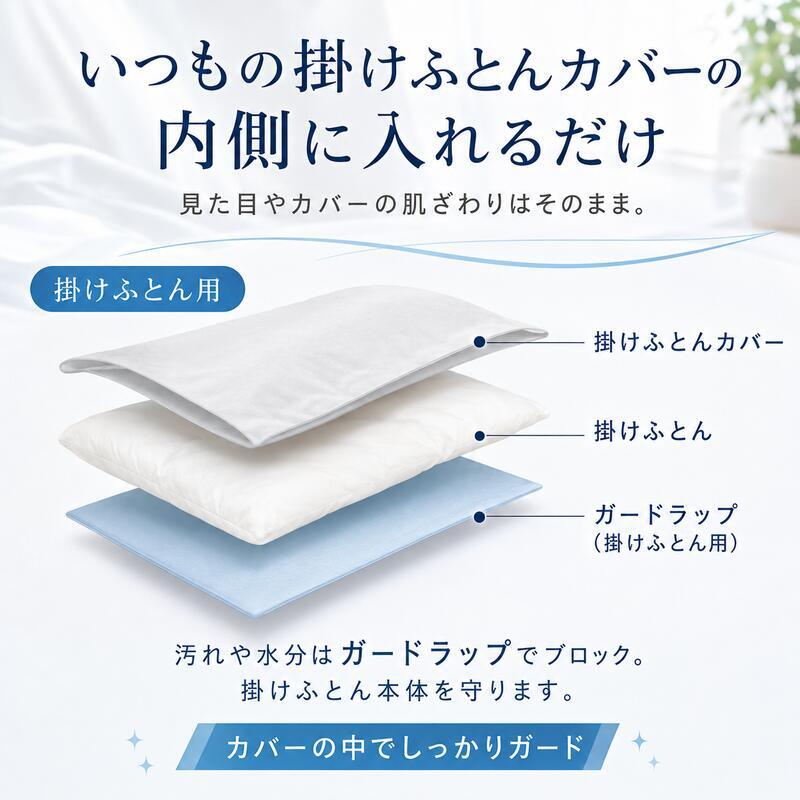 西川 ガードラップ 掛け布団用 防水シーツ シングル セミダブル ダブル 日本製 制菌加工 防水 透湿 洗える 汚れ防止 マットレスカバー ベッドシーツ シーツ内側用 汗 寝汗 おねしょ 介護 ペット対策 14cmマチ対応 アイボリー グレー
