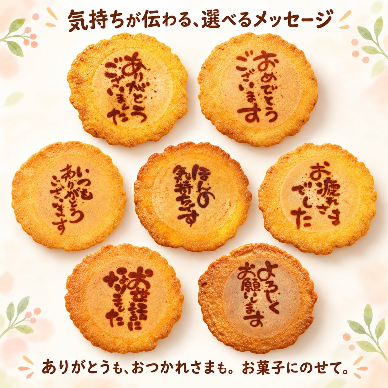【即日発送・送料無料】選べるメッセージ煎餅 30袋入り（個包装2枚×30）感謝 ギフト お礼 挨拶 退職 送別 転勤 異動 卒業 引っ越し 職場配布 プチギフト 大量 手土産 結婚式 内祝い 母の日 父の日 敬老の日 お中元 お歳暮 ノベルティ対応可