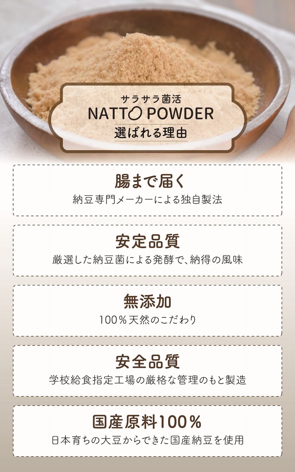 納豆パウダー サラサラ菌活 NATTO POWDER 90g 粉納豆 こな納豆 納豆粉 粉末納豆 国産大豆 納豆菌 添加物不使用 ネバネバしない 離乳食 乳児用規格適用食品 介護食 栄養補給 栄養サポート 食生活 食事サポート 料理 飲み物 ごはん おかず 毎日の食事 赤ちゃん 子供 高齢者 オフィス ランチ 旅行 出張 携帯 持ち運び 日本製