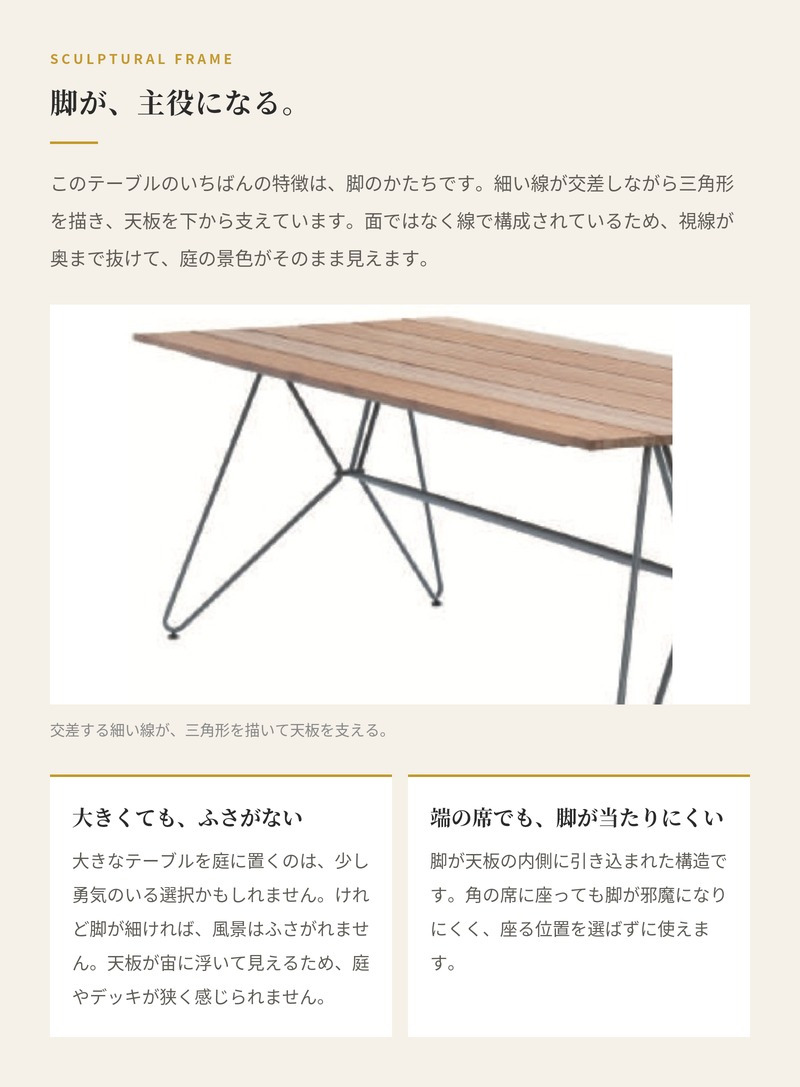 ガーデンテーブル 屋外 テーブル 大型 長方形 おしゃれ 木製 高級 デザイナーズ HOUE ホウエ スケッチ ダイニングテーブル 160cm 6人 竹 デンマークデザイン 北欧 ガーデンファニチャー 屋外用 テラス ウッドデッキ カフェ 店舗 雨ざらし