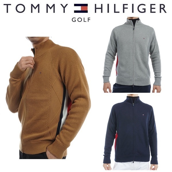 トミーヒルフィガー ゴルフ メンズ ケーブル フルジップ セーター TOMMY HILFIGER GOLF THMA479 秋冬モデル お誕生日祝い お祝い 記念品 お父さん 父の日 彼氏 男性 30代 40代 50代 60代  還暦祝い 敬老の日 人気プレゼント プレゼント