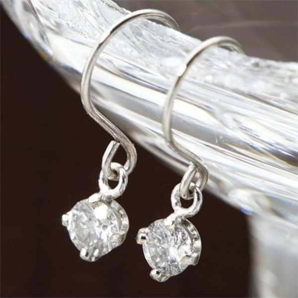 ダイヤモンドピアス プラチナ PT900 フックピアス 計0.2ct ダイヤ レディース アクセサリー 揺れる シンプル 記念日 プレゼント ギフト ジュエリー