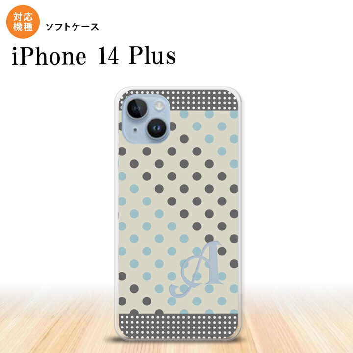 iPhone14 plsu iPhone14 plsu スマホケース 背面ケースソフトケース ドット 水玉 C グレー 青 +アルファベット 2022年 10月発売 nk-i14pl-tp1650i
