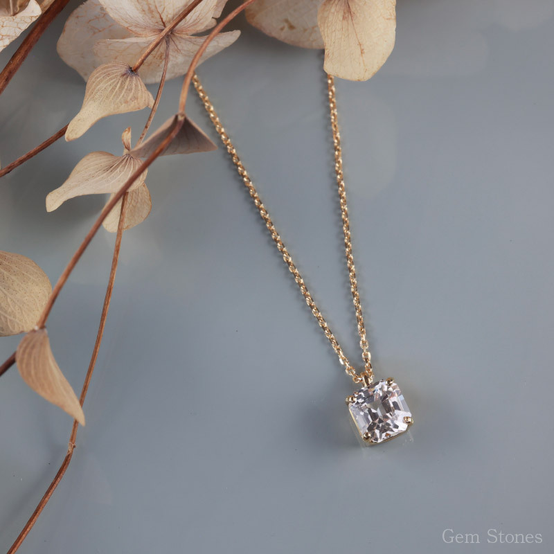 非加熱 ピーチサファイア 1.16ct ネックレス ペンダント K18 ゴールド 18金 サファイアネックレス ピーチ ホワイト サファイア レディース 一粒 シンプル 可愛い プレゼント 誕生石 Drops