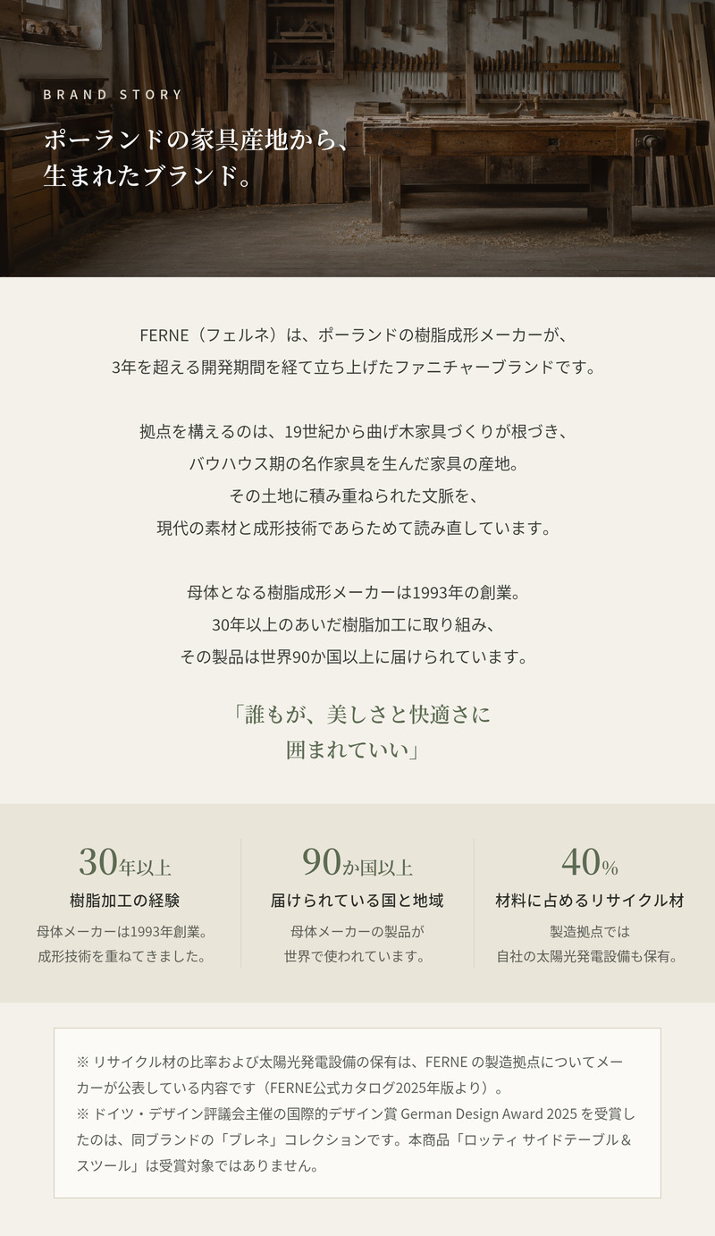 サイドテーブル おしゃれ スツール ガーデンテーブル 単品 屋外 FERNE フェルネ ロッティ 軽量2kg 正方形 スタッキング 屋内屋外兼用 ポーランド製 樹脂 補助椅子 玄関 カフェ テラス ベランダ 庭 店舗 業務用 雨ざらし KOL-FX13
