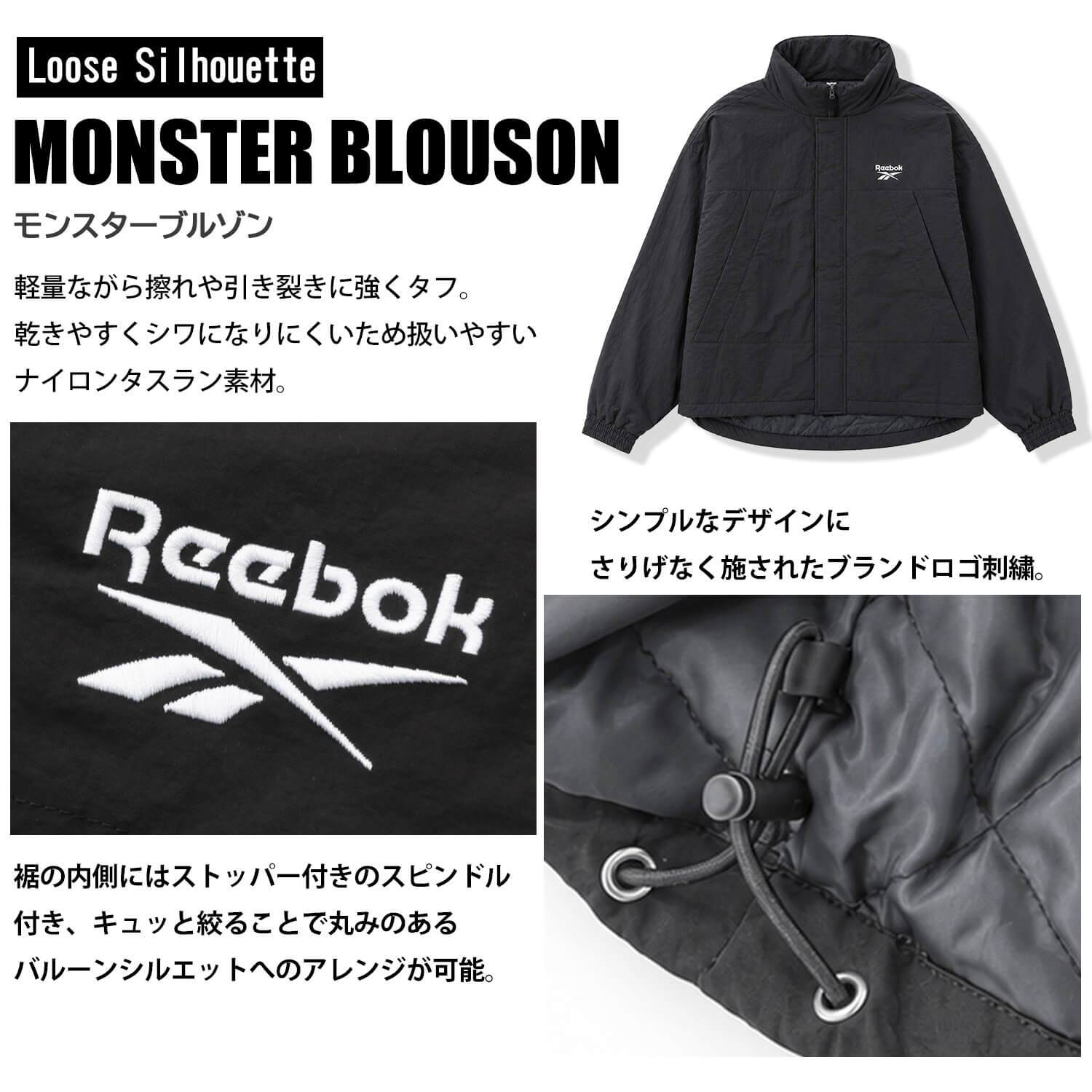 Reebok リーボック モンスターブルゾン レディース rl-6502 中綿ジャケット スタンドネック ミリタリー アウター ナイロン タスラン ダイヤキルト 防寒 刺繍 オーバーサイズ スポーツ カジュアル アウトドア M L LL 2026FW Karlas