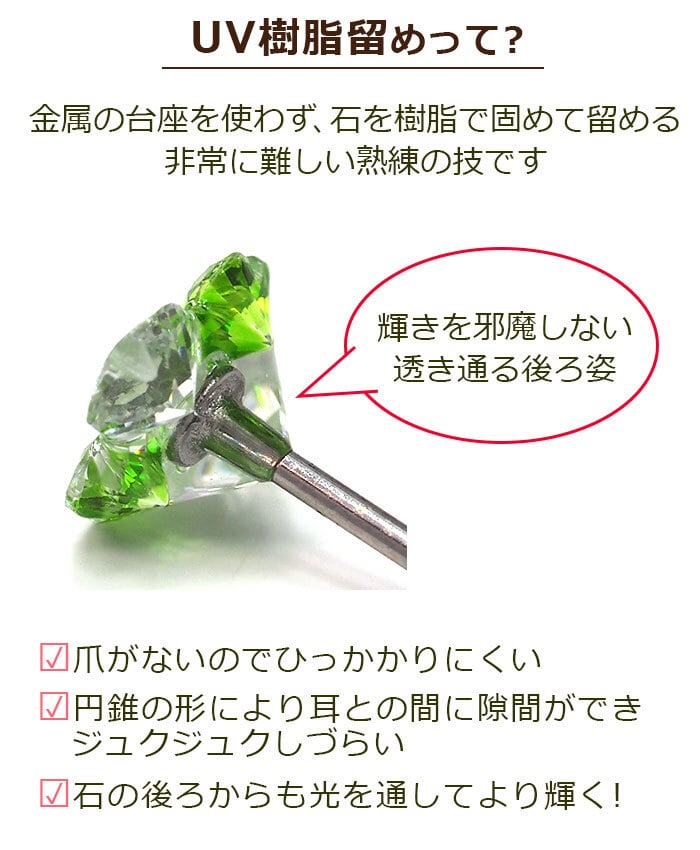 【在庫限り】セカンドピアス つけっぱなし 軸太 ラインストーン フラワー 5枚花 全4色 医療用 サージカル ステンレス 金属アレルギー 透明 キャッチ【当店オリジナル】片耳 1個