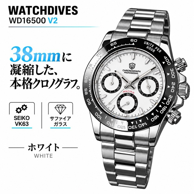 腕時計 メンズ 40代 50代 クロノグラフ オマージュウォッチ クォーツ メカクォーツ 39mm WATCHDIVES WD16500