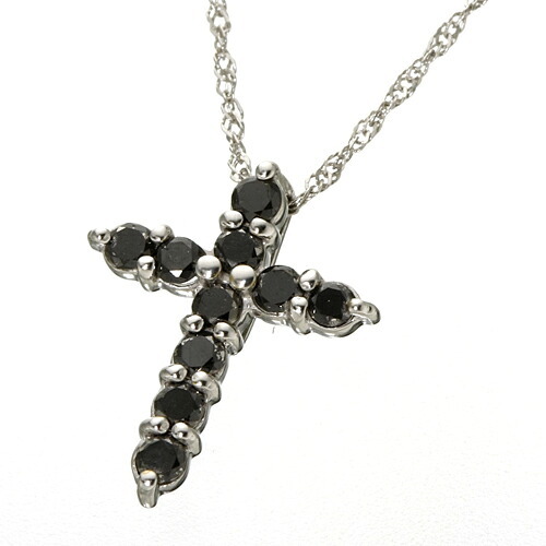 ネックレス K18 ブラックダイヤモンド 0.3ct クロス ペンダント 18金 ゴールド メンズ レディース 十字架 天然石 ジュエリー アクセサリー ギフト プレゼント