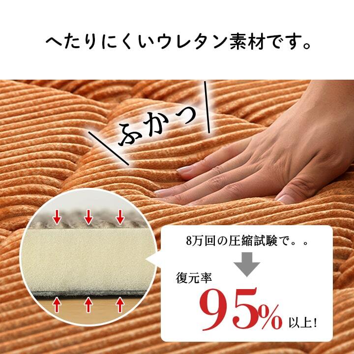 ラグ 滑りにくい 防音 ボリューム 厚い へたりにくい コーデユロイ 無地 約185×300cm 約4畳 床暖房 ホットカーペット対応 こたつ敷布団 ベージュ 約185×240cm ポリエステル ウレタン フランネル 敷きふとん しき布団 しきふとん