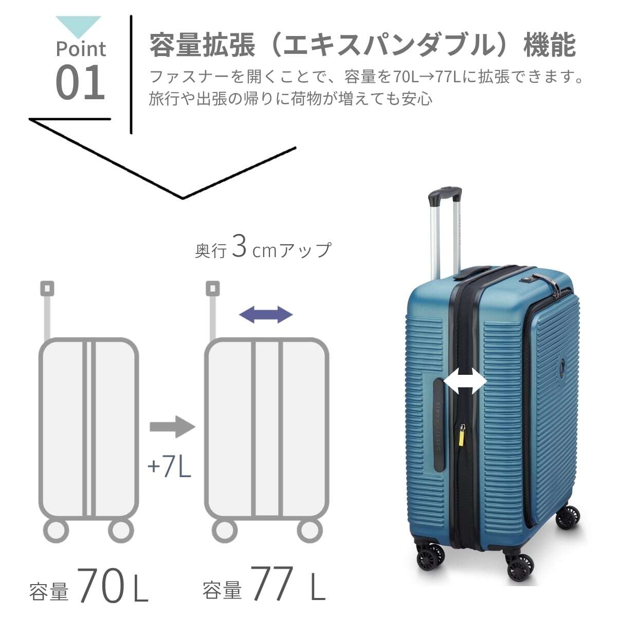デルセー スーツケース フリースタイル Mサイズ 無料預け入れスーツケース