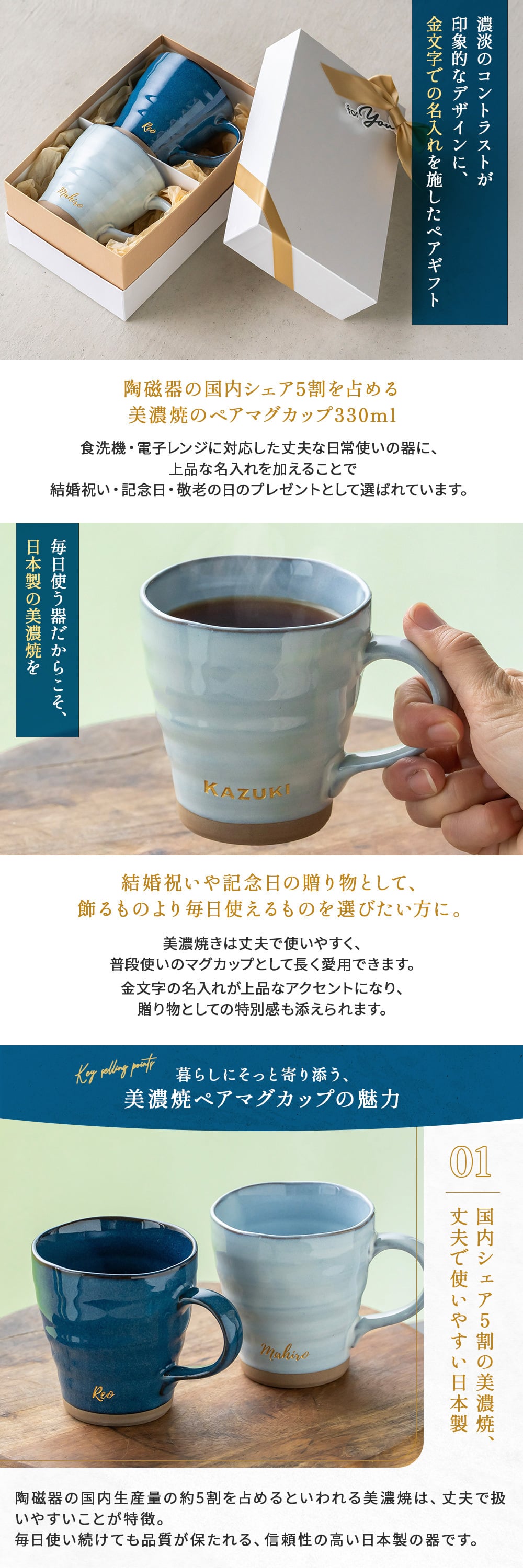 名入れ マグカップ ペア 夫婦 美濃焼 2個セット 電子レンジ可能 食洗機可能 かわいい 大きめ 和食器 日本製 結婚祝い 結婚記念日 敬老の日 誕生日 出産祝い 新築祝い 引っ越し祝い 記念品 ギフト プレゼント デスクワーク リモートワーク