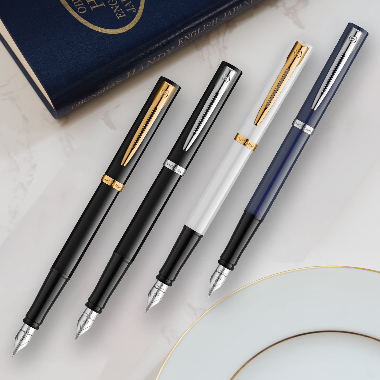 【WATERMAN公式】【名入れ】｜WATERMAN インプレッション　ブラックGT /ブラックCT/ホワイトGT/ブルーCT 万年筆(ペン先：F字)｜名入れ無料 ギフトラッピング おすすめ 高級筆記具ブランド オフィス使用 会社用 お祝い プレゼント 記念日 誕生日 社会人 入学 卒業 成人 就職
