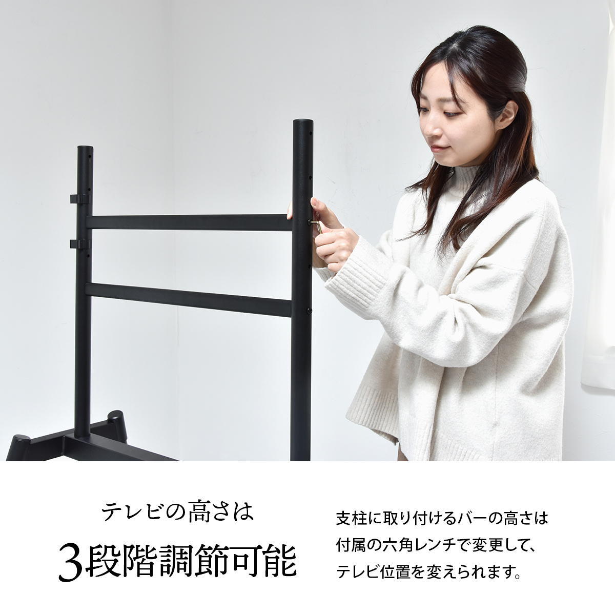 イーゼルテレビスタンド Ease ONTV0291 壁寄せテレビスタンド 高さ調節可能 穴あけ不要 テレビボード シンプルスタイル モダン 32v型～75v型 重量 最大 40kg VESA規格 100×100～660×400mm 新生活