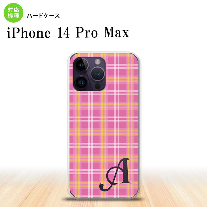 iPhone14 ProMax iPhone14 Pro Max スマホケース 背面ケース ハードケース チェック B ピンク +アルファベット 2022年 9月発売 nk-i14pm-434i