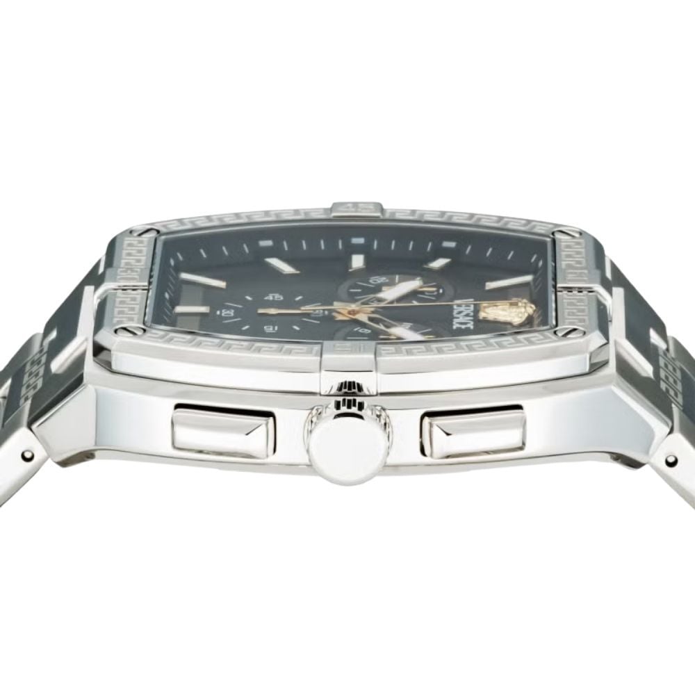 ヴェルサーチェ 腕時計 メンズ ブラック シルバー ゴールド 44mm VERSACE SPORTY TONNEAU GRECA クロノグラフ スイス製 メンズ腕時計 高級 ブランド おしゃれ プレゼント ギフト 卒業 入学 お祝い