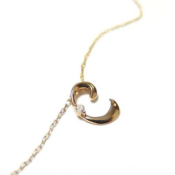 イニシャル ネックレス K18 ゴールド ダイヤモンド 0.01ct 一粒 ダイヤネックレス ペンダント レディース ジュエリー アクセサリー アルファベット C 18金 誕生日 プレゼント ギフト
