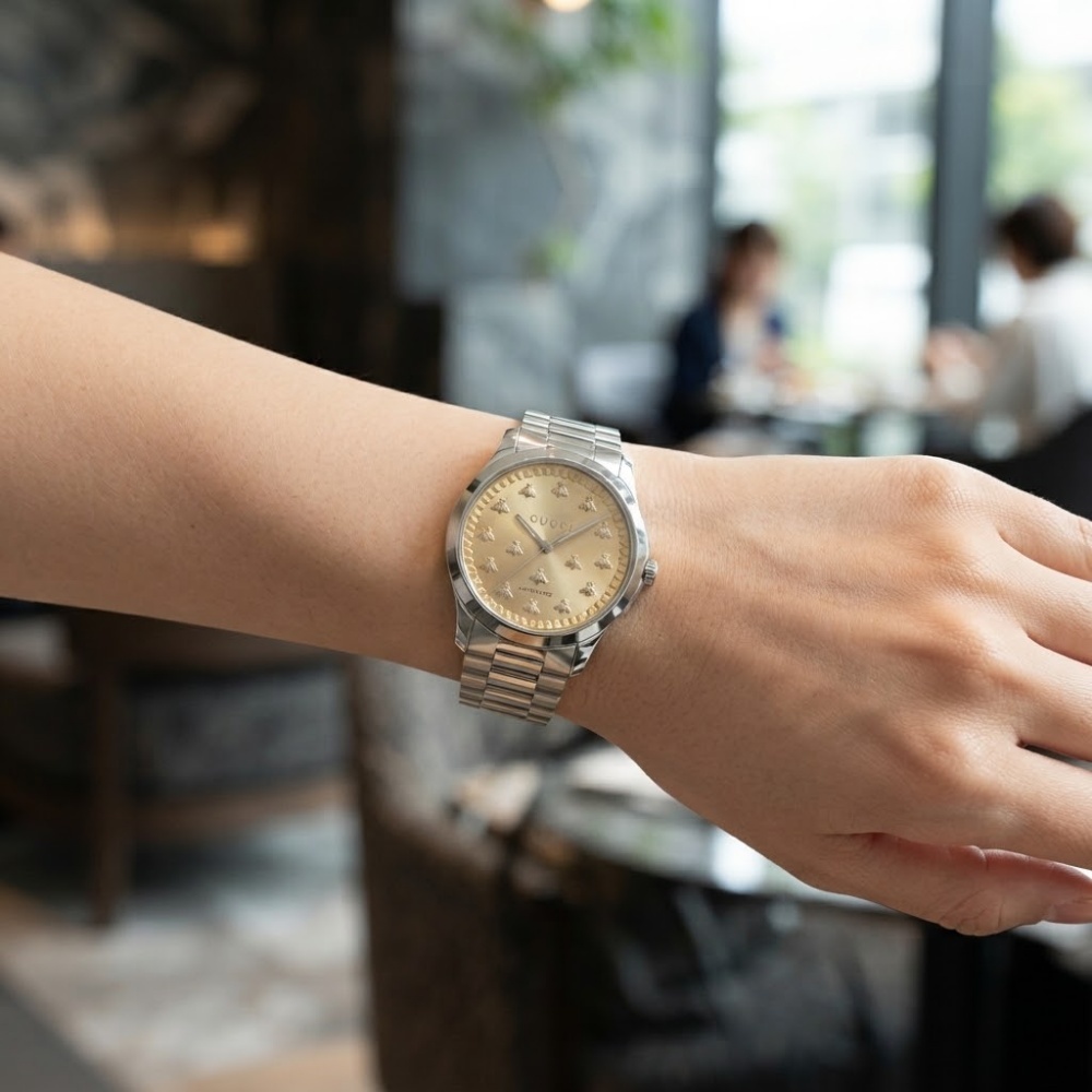 グッチ 腕時計 メンズ レディース Gタイムレス 1本限り 自動巻き 38mm ゴールド シルバー 蜂 ビー GUCCI G-Timeless ユニセックス プレゼント ギフト 成人 卒業 入学