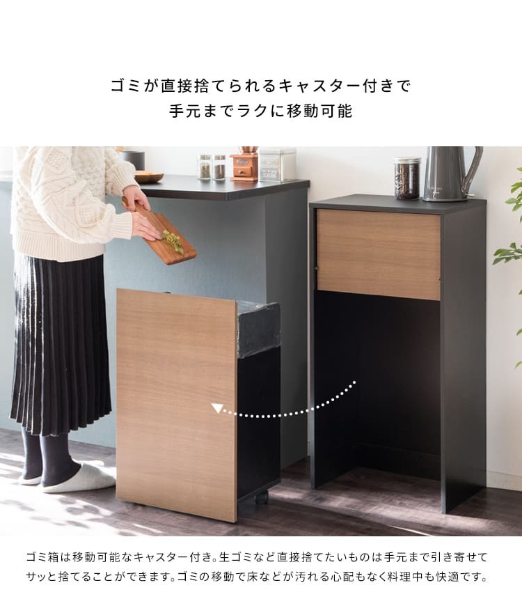 ゴミ箱 ダストボックス キャスター付き 45L 北欧 シンプル モダン 大容量 フタ付き プッシュ扉式 ごみ箱 DB-F1100 Helios ヘリオス スリム 奥浅 薄型 縦型 木製 木目調 人気 おすすめ おしゃれ ランキング キッチン 収納 棚
