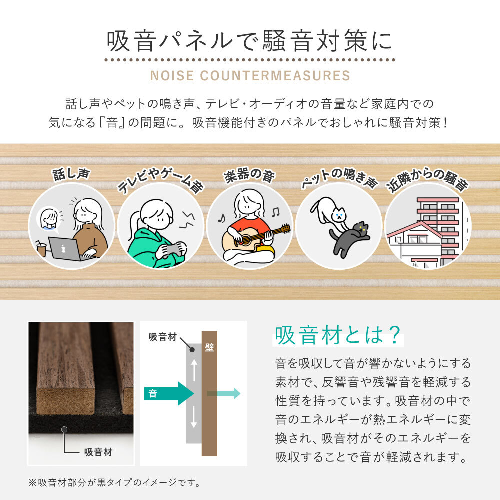吸音パネル IPANELLA イパネッラ 同色6枚組 80×30cm 厚さ21mm 木目調 ウォールパネル 壁パネル ウッドパネル 吸音材 生活音対策 騒音対策 テレビ ペット DIY 工事不要 賃貸 原状回復 リビング おしゃれ ベージュ系 2色