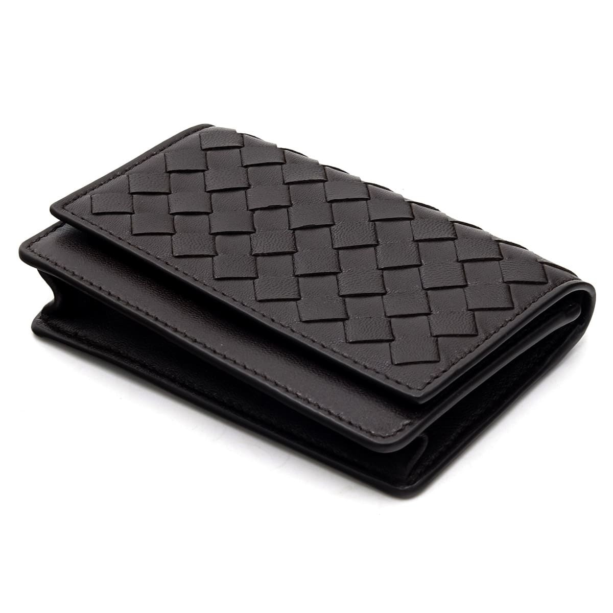 ボッテガヴェネタ 名刺入れ メンズ レディース イントレチャート カードケース BOTTEGA VENETA ダークブラウン フォンダン 本革 ラムレザー ビジネス 名刺ケース カードホルダー 133945 V3UN1 2145