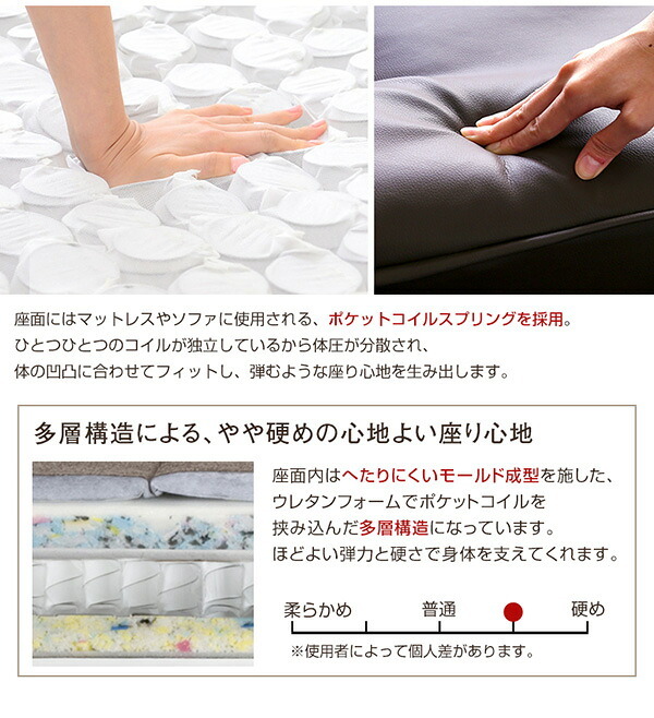 ソファ 座椅子 ２人掛ハイバック PVCレザー ロー ポケットコイル使用 ３段階リクライニング 日本製Comfy-コンフィ- 西海岸 シンプル 男前インテリア ヴィンテージ ワンルーム ブラウン ブラック