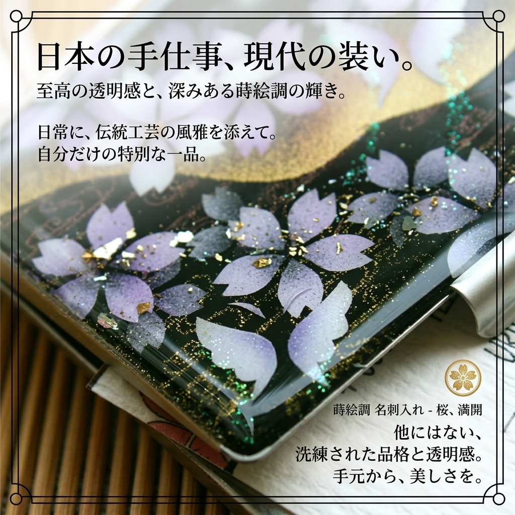 名刺入れ『芽』和柄 和風 カードケース 夜桜 伝統工芸 職人 手作り 名入れ 記念日 誕生日 ギフト 送料無料 和風 ハンドメイド 立体彩色 螺鈿風 20代 40代 50代 プレゼント お祝い 還暦 退職 卒業