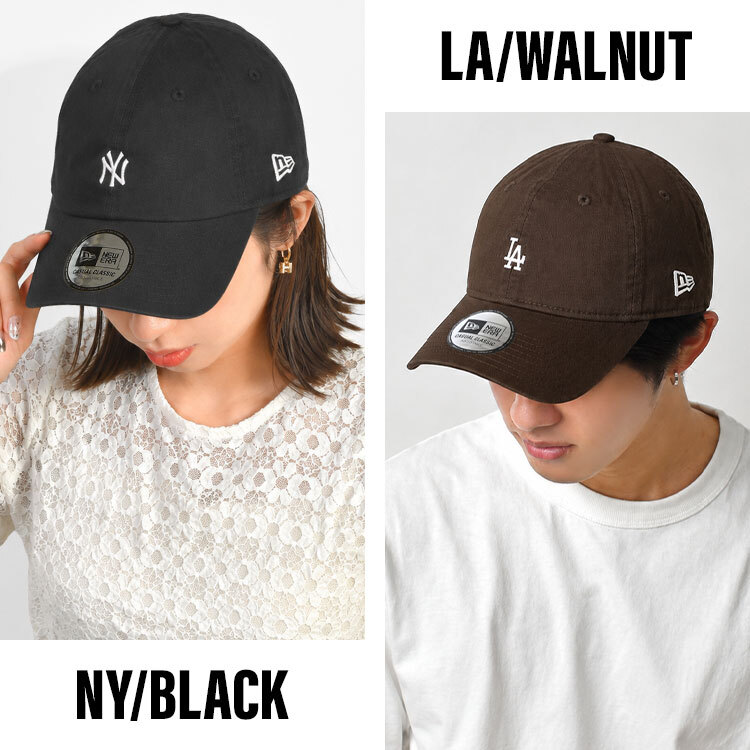 キャップ ニューエラ NEW ERA カジュアルクラシック casual classic Mini Logo レディース メンズ 帽子 深め サイズ調整 スナップボタン NY LA ヤンキース ドジャース ブラック アイボリー ブラウン グレー おしゃれ ミニロゴ 15136946 15136947 15136954 15136955 正規品