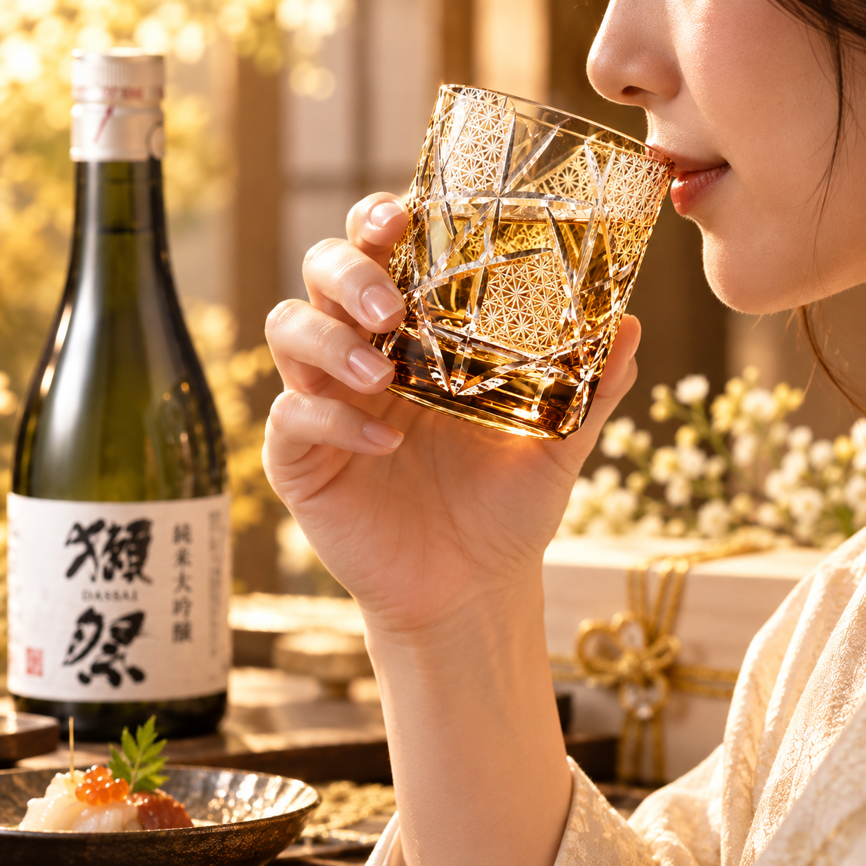 敬老の日 退職 名入れ SXX 酒セット 獺祭 純米大吟醸 45 180ml & 江戸菱硝子 モダン紋様 オールドグラス ギフトBOX入り / プレゼント ギフト 退職 記念 誕生日 還暦 古希 喜寿 傘寿 米寿 緑寿 早寿 長寿 祝い 赤 青 紫 黒 選べるカラー